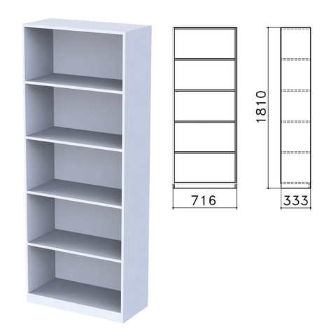 Шкаф (стеллаж) "Бюджет", 716х333х1810 мм, 4 полки, серый, 402651-030