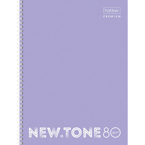 Тетрадь А4 80 л. HATBER Premium гребень, клетка, глянцевая ламинация, "NEWtone PASTEL Лаванда", T346426, 80Т4лA1гр_05019