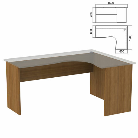 Стол компактный ЧАСТЬ 2 "Арго", 1600х1200х760 мм, правый, орех