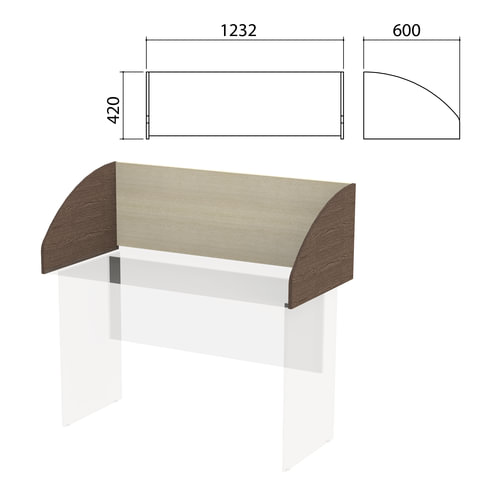 Экран-перегородка "Канц" 1232х600х420 мм, цвет дуб молочный/венге (КОМПЛЕКТ)
