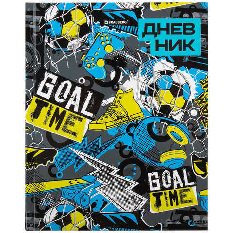 Дневник 5-11 класс 48 л., твердый, BRAUBERG, глянцевая ламинация, с подсказом, "Goal Time", 106397