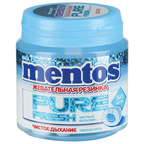 Жевательная резинка MENTOS Pure Fresh (Ментос) "Свежая мята", 100 г, банка, 20798