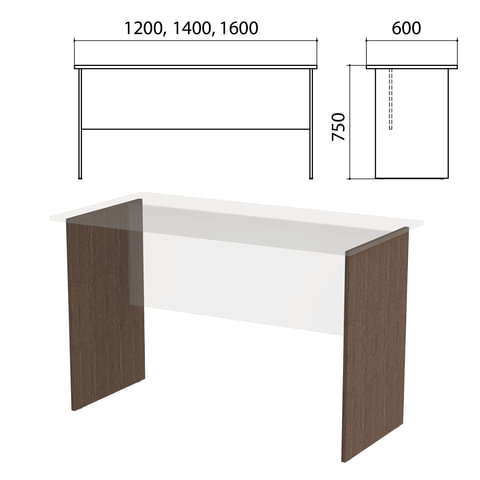 Опоры ЛДСП к столам письменным "Канц" шириной 1200, 1400, 1600 мм, цвет венге, СК20.16.2