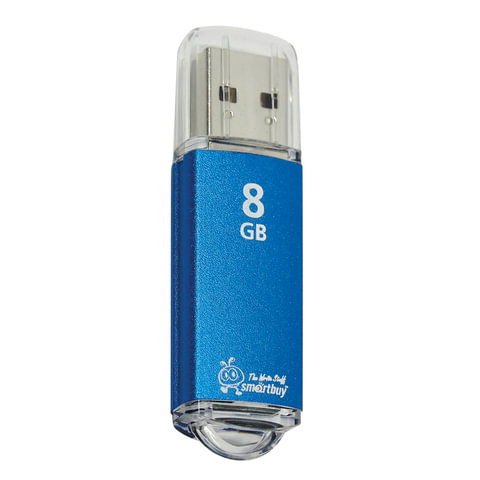 Флеш-диск 8 GB, SMARTBUY V-Cut, USB 2.0, металлический корпус, синий, SB8GBVC-B