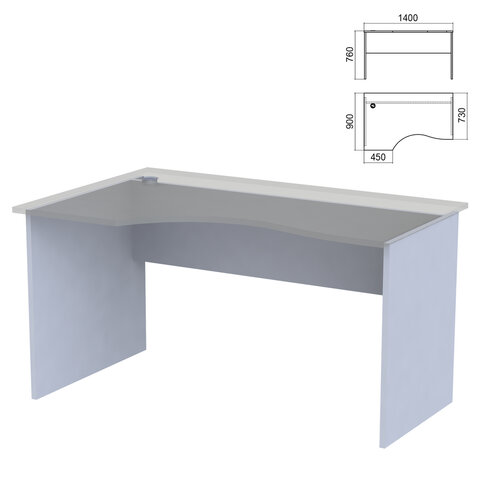 Стол эргономичный ЧАСТЬ 2 "Арго", 1400х900х760 мм, левый/правый, серый