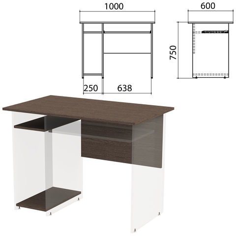 Столешница, царга стола компьютерного "Канц" 1000х600х750 мм, цвет венге, СК24.16.1