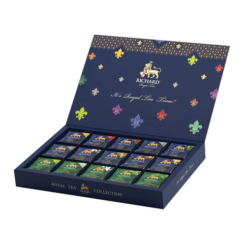 Чай RICHARD "Royal Tea Collection", подарочный НАБОР 15 вкусов, 120 пакетиков по 1,9 г, 100839